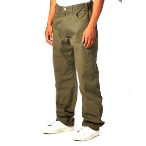 Relaxed Fit Straight Leg Heavyweight Duck Carpenter Pants Moss Green. Size 36x30